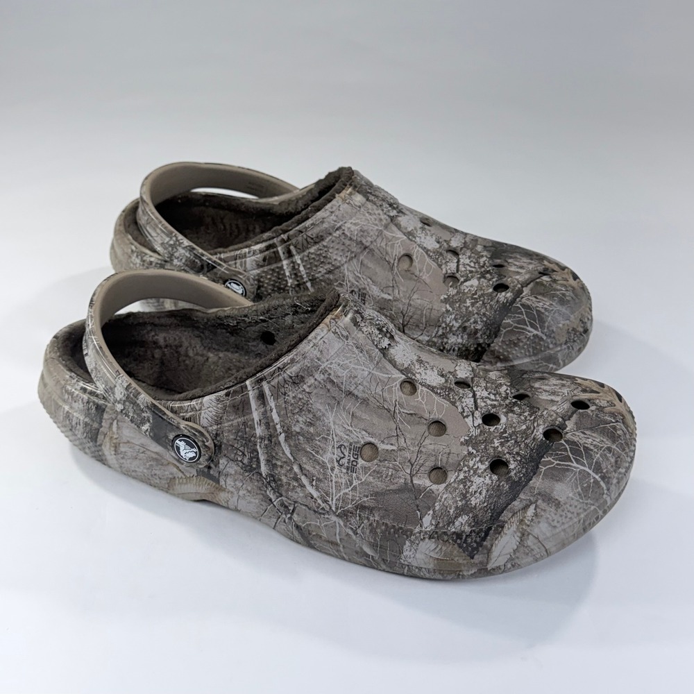 Crocs Classic Lined Realtree Edge Clogs Mens 13 Brown Khaki Camo Comfort Outdoor